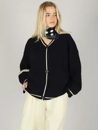 NOTED Benny cardigan - Butter yellow/ dark blue