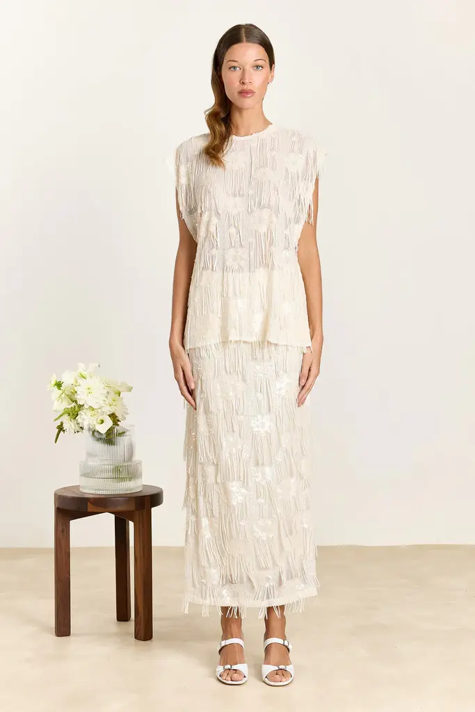 Studio Clique Claudine skirt - Squin fringe cream