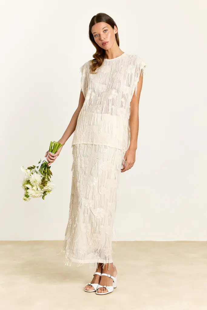 Studio Clique Claudine skirt - Squin fringe cream