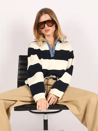 NOTED Auric polo - Denim blue/ ivory