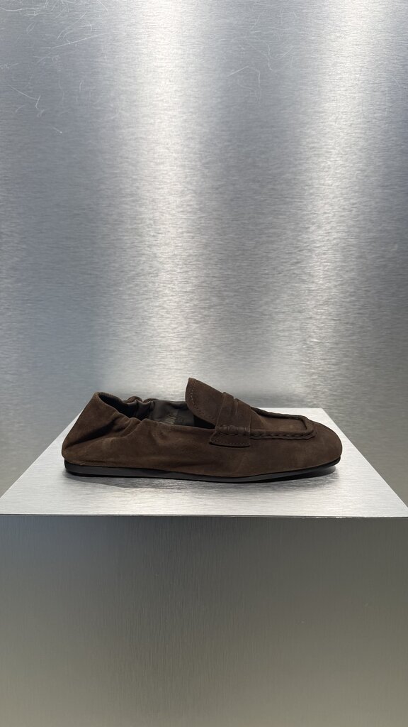 Posa Penny Loafer Square Suede - Dark Brown