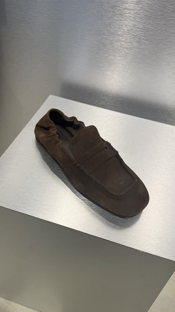 Posa Penny Loafer Square Suede - Dark Brown