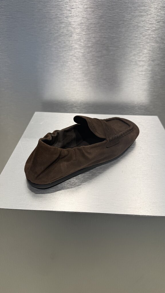 Posa Penny Loafer Square Suede - Dark Brown