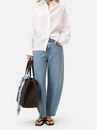 Closed Cape Linen Shirt - White