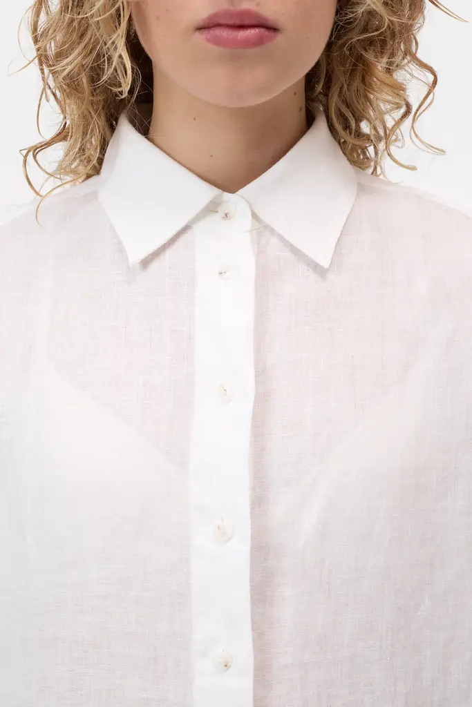 Closed Cape Linen Shirt - White
