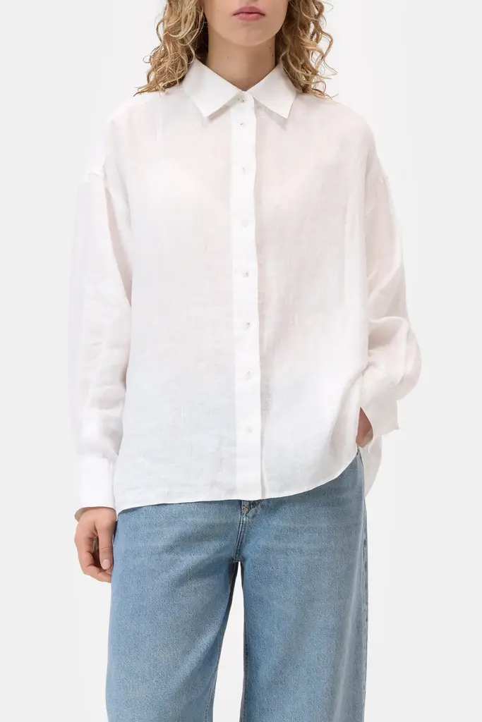 Closed Cape Linen Shirt - White