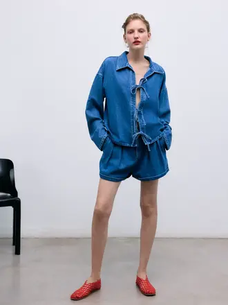 The New Society TNS Tencel Short - Mid Denim