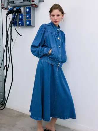 The New Society TNS Tencel Skirt - Mid Denim