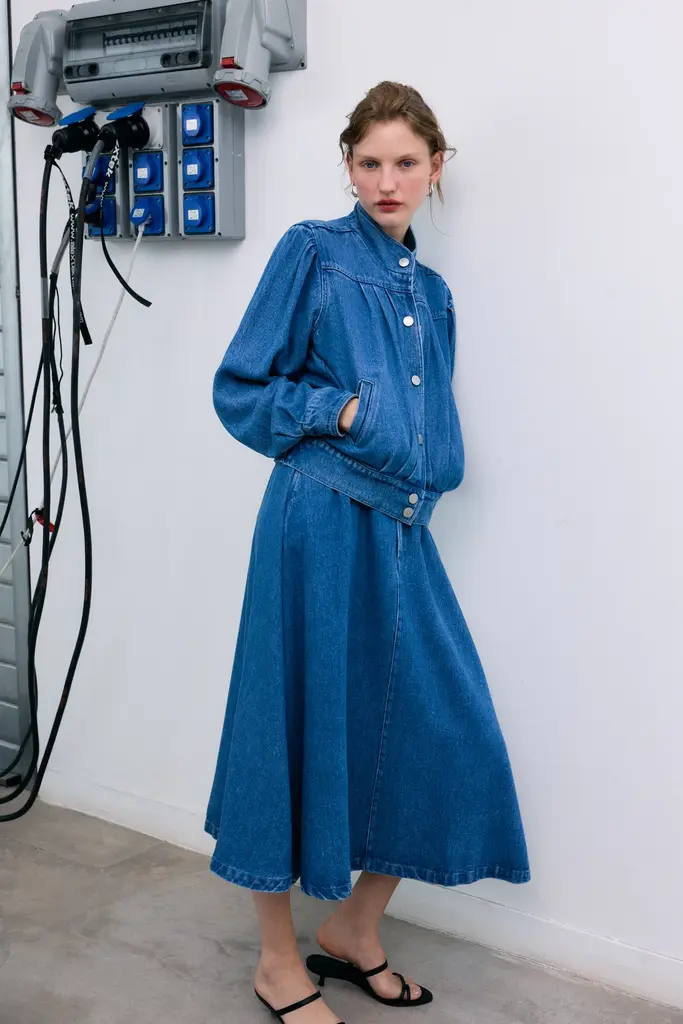 The New Society TNS Tencel Skirt - Mid Denim