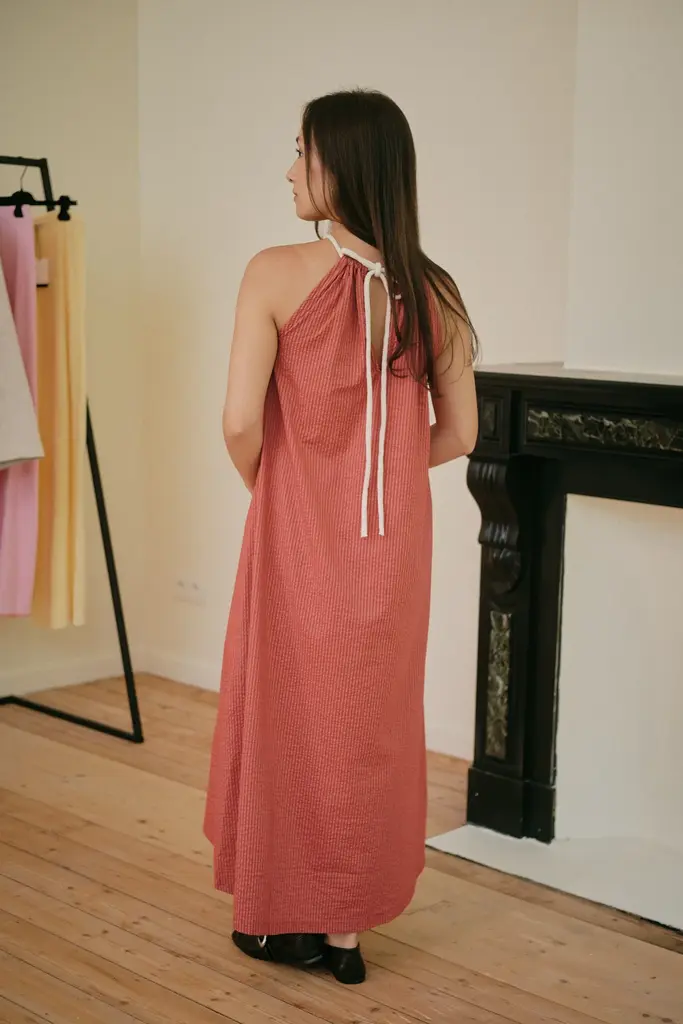 Love Sundaily Blair Dress Seersucker - Stripe Pink