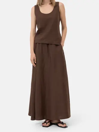Closed Maxi Skirt - Brown Linen