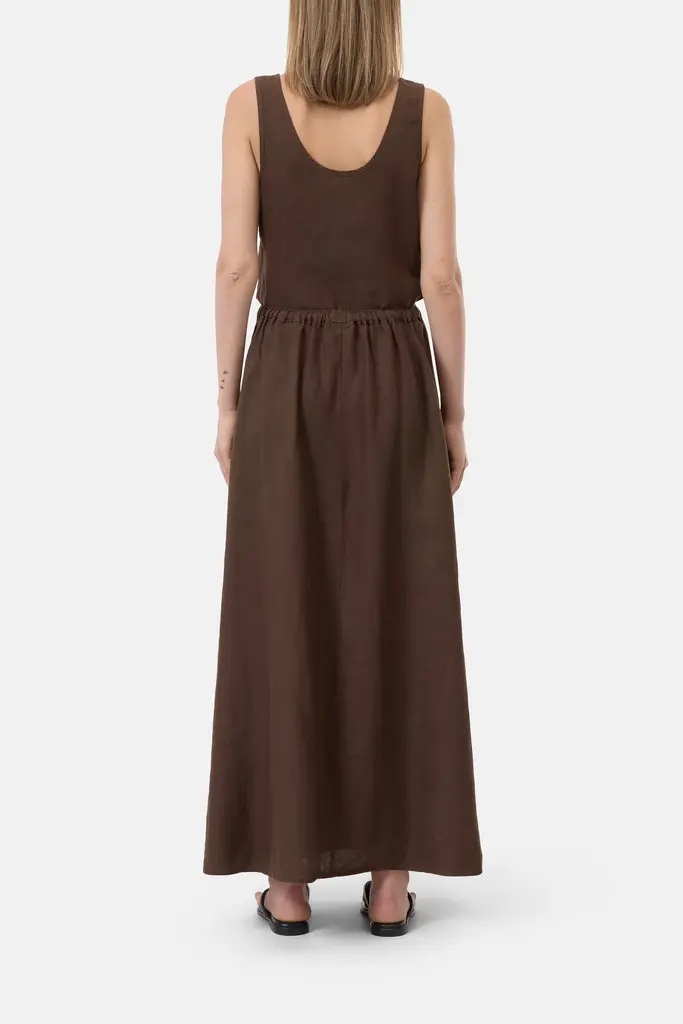 Closed Maxi Skirt - Brown Linen