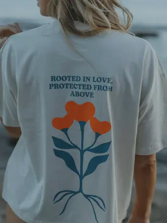 LN Knits Rooted in Love, Protected From Above' T-shirt - Cream