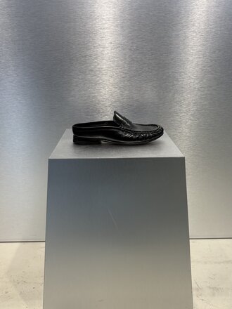 Posa Penny loafer wrinkle mule - Black leather