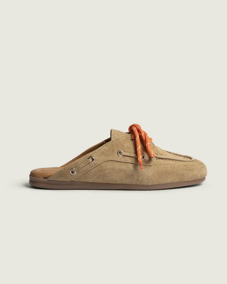 Posa Boat Loafer Mule Suede - Tan