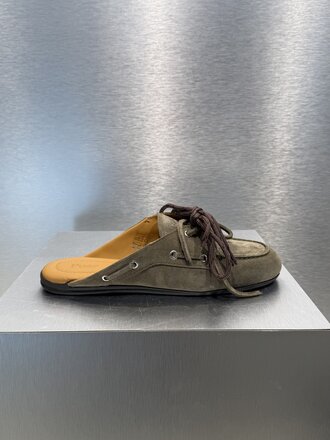 Posa Boat Loafer Mule Suede - Khaki