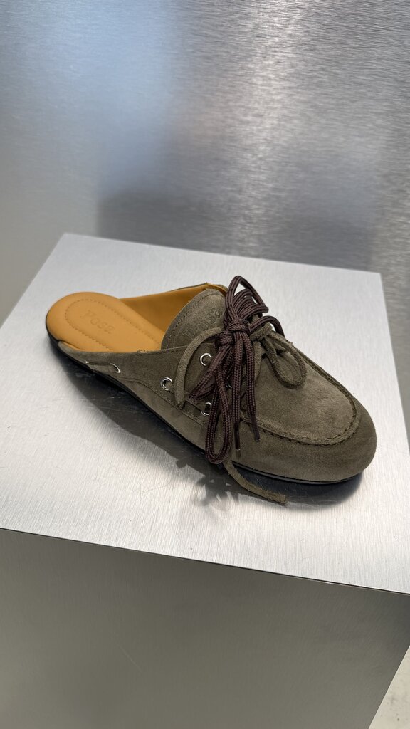 Posa Boat Loafer Mule Suede - Khaki