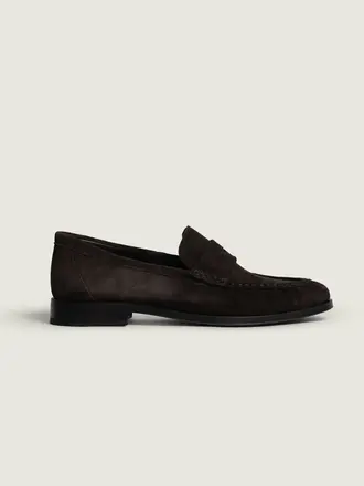Posa Penny Loafer Wrinkle Suede - Dark Brown