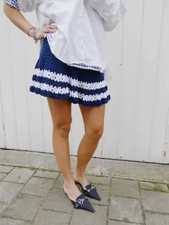 Meadow Flowy Mini Skirt - Navy/White