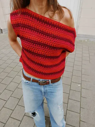 Meadow Slouchy top - Multi Red