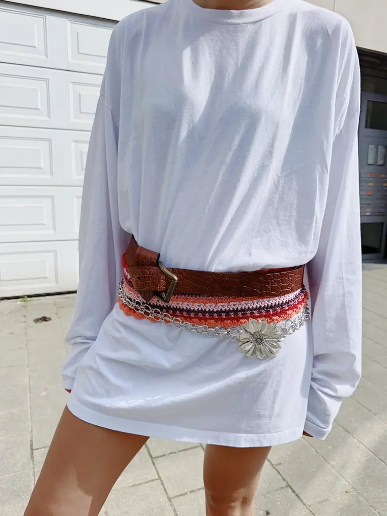Meadow Lipsi belt - Acai/ Light pink/ Red