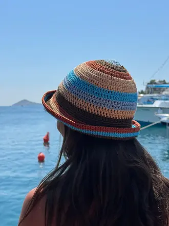 Meadow Bahia bucket hat - Brown/ Aqua/ Rust