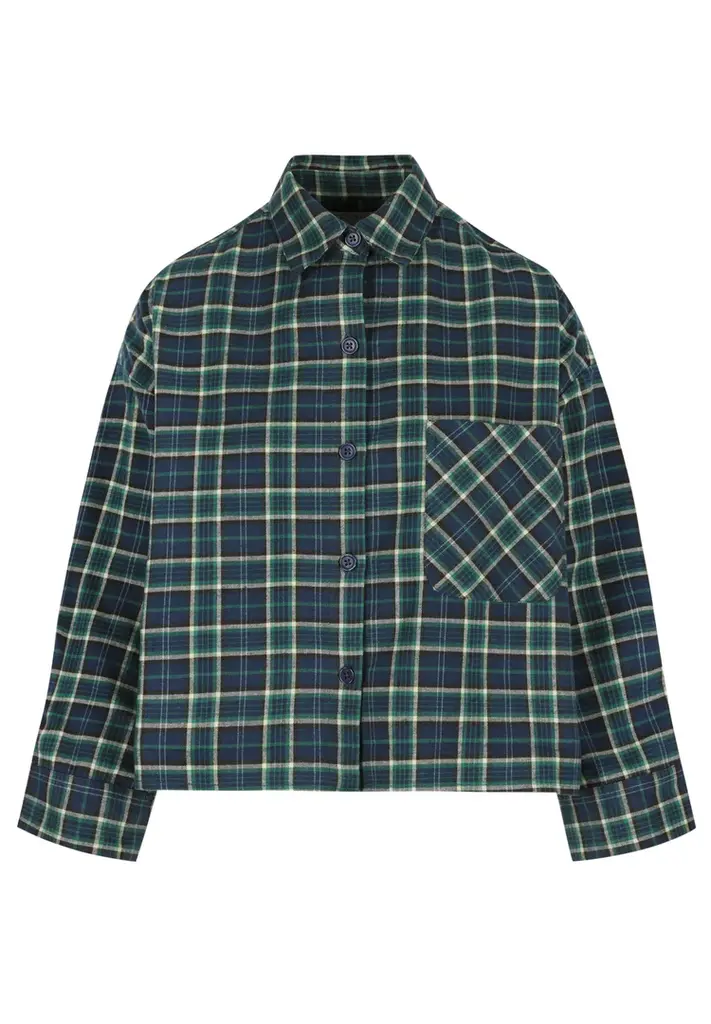 Rae Nikki Cotton Shirt - Check Blue/Teal