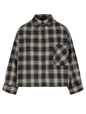 Rae Nikkie Cotton Shirt - Navy/Cream Check/Yellow