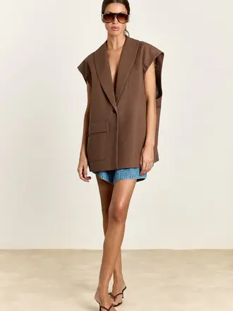 Studio Clique Taylor Sleeveless Blazer - Washed Brown
