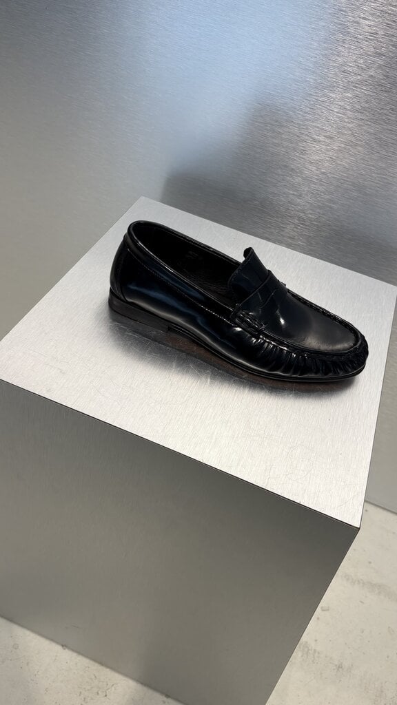 Posa Penny Loafer Wrinkle Box Leather - Black