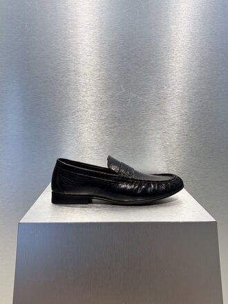 Posa Penny Loafer Wrinkle Leather Shiny - Black