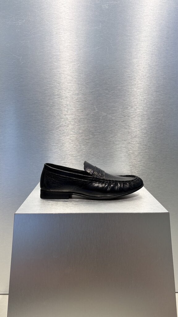 Posa Penny Loafer Wrinkle Leather Shiny - Black