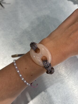 Pignose Bracelet - Checkered Cord Blue/Pink