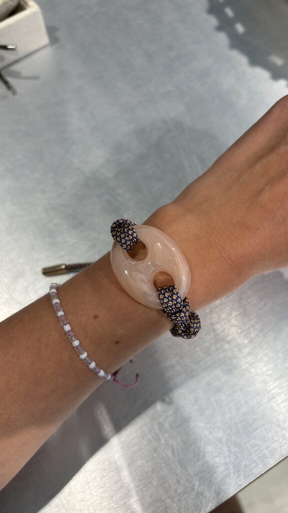 Pignose Bracelet - Checkered Cord Blue/Pink