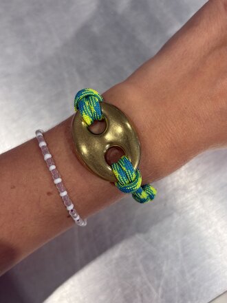 Gold Pignose Bracelet - Fluo Cord