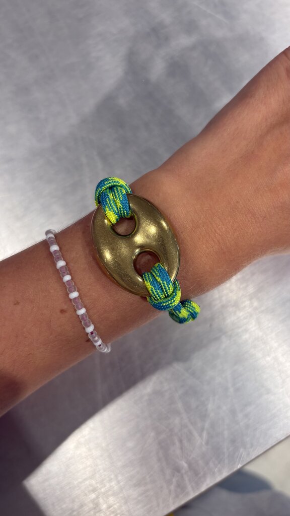 Gold Pignose Bracelet - Fluo Cord