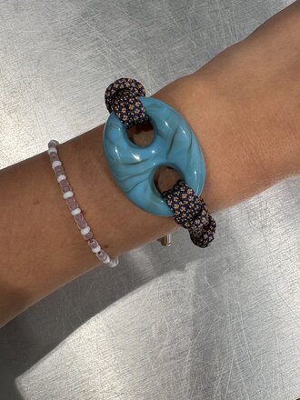 Pignose Bracelet - Turquoise/Checkered Cord