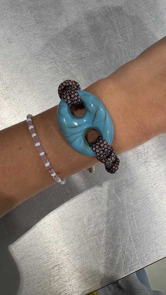 Pignose Bracelet - Turquoise/Checkered Cord