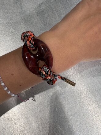 Pignose Bracelet - Burgundy/Khaki Orange Cord