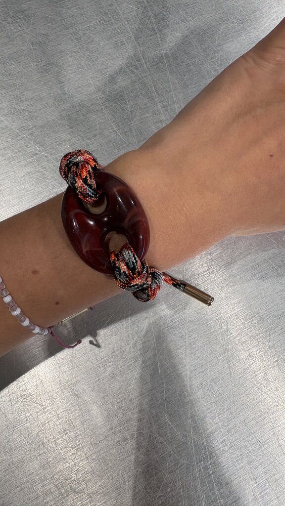 Pignose Bracelet - Burgundy/Khaki Orange Cord