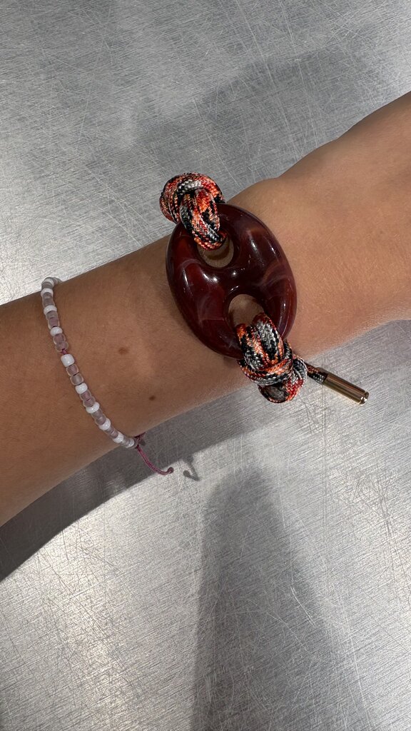 Pignose Bracelet - Burgundy/Khaki Orange Cord