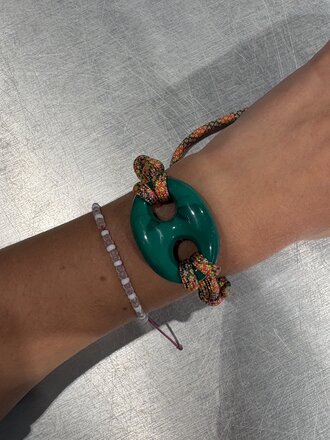 Pignose Bracelet - Green/Orange Cord