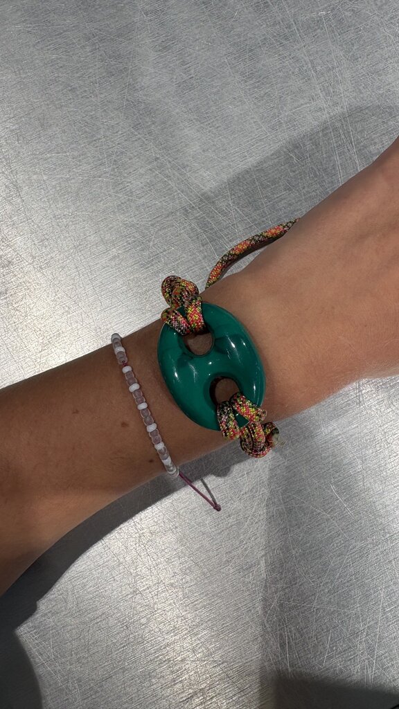 Pignose Bracelet - Green/Orange Cord