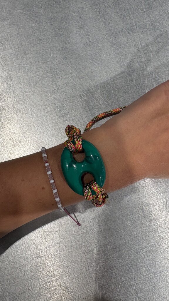 Pignose Bracelet - Green/Orange Cord