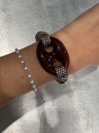 Pignose Bracelet - Burgundy/Checkered Cord
