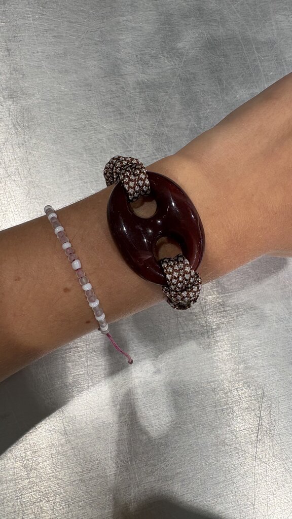 Pignose Bracelet - Burgundy/Checkered Cord