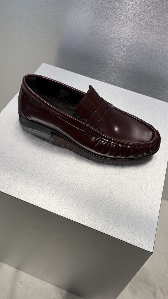 Posa Penny Loafer Wrinkle - Box Leather - Burgundy
