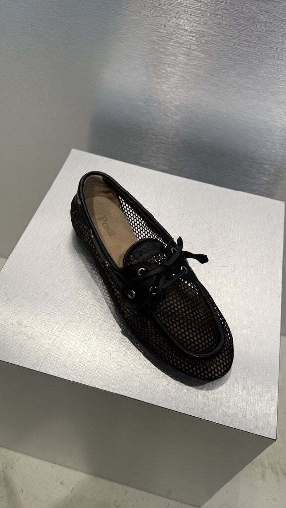 Posa Boat Loafer Mesh - Leather - Black