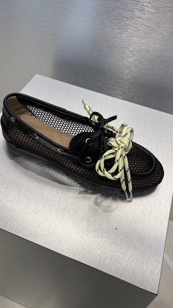 Posa Boat Loafer Mesh - Leather - Black