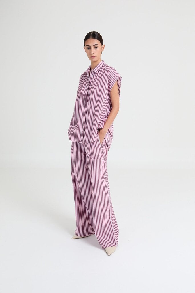 Liv The Label Leonie Trousers - Pink/Burgundy Stripes